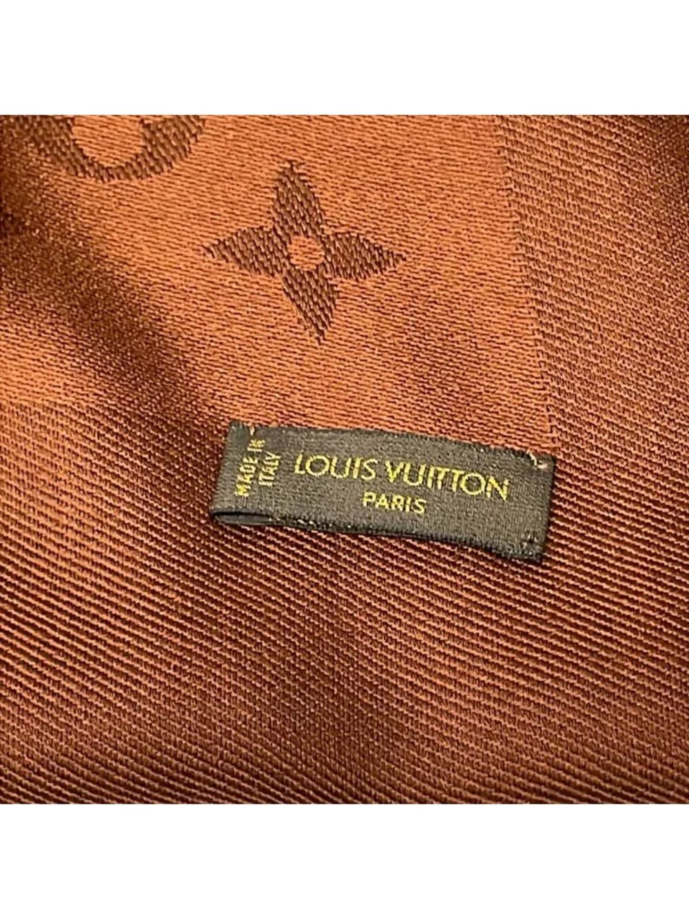 Louis Vuitton Shawl Monogram Chocolat Wool Silk Scarf